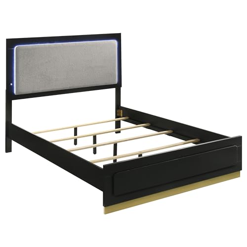 Coaster Caraway 4-Piece Queen Bedroom Set with LED Headboard Black and Grey