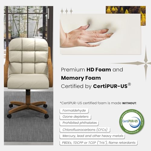 Chromcraft 2 Set of Caster Swivel Tilt Dinning Chairs, Ultra Comfort Chairs Casual Wooden Cap with Metal Frame Chairs Rolling Chair on Wheels for Kitchen(Santa Rosa Linen)