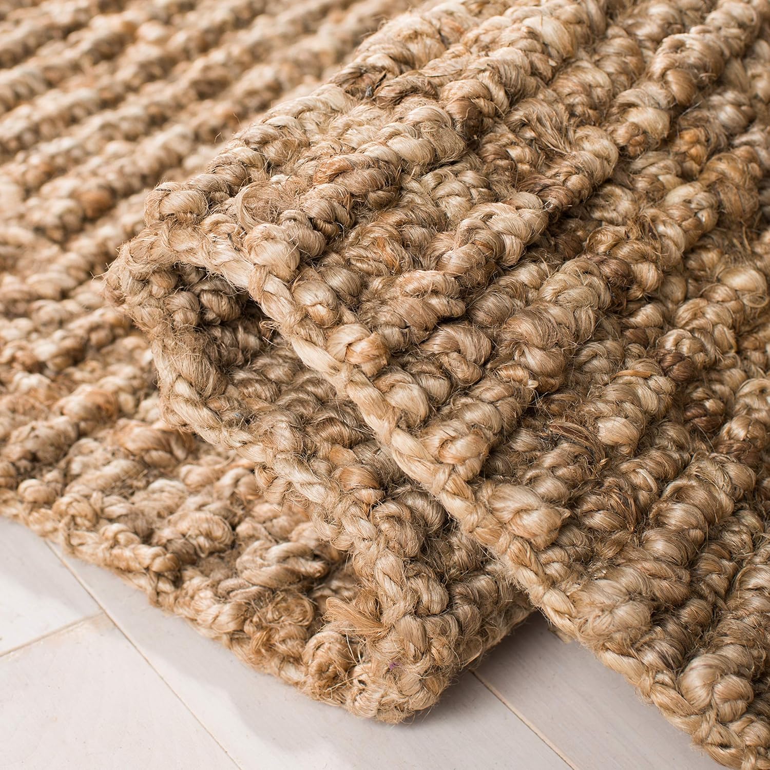 SAFAVIEH Natural Fiber Collection X-Large Area Rug - 11' x 15', Natural, Handmade Chunky Textured Jute 0.75-inch Thick, Ideal for High Traffic Areas in Living Room, Bedroom (NF447A)
