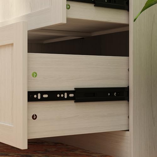 Hitow Large Wardrobe Cabinet, Wooden Armoire Closet with Frosted Glass Doors, Bedroom Wardrobe with 2 Drawer & Hanging Rod for Storage Organize, Wood Grain (63" W x 19.7" D x 70.9" H)