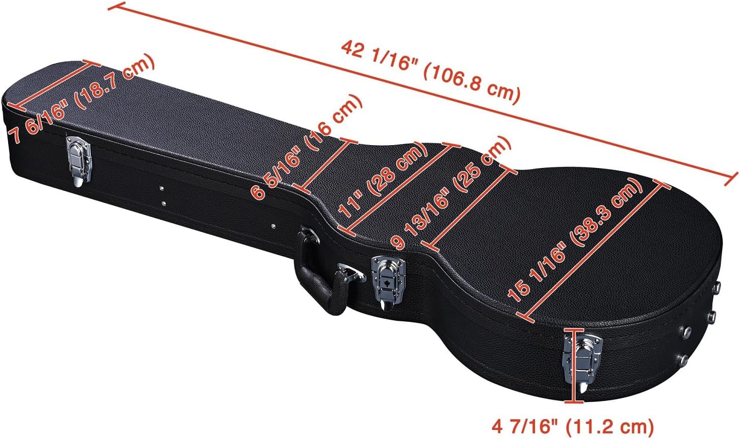 Guitar Hard Case for LP Les Paul Style Electric Guitars PU Leather Wooden Hard-Shell Case with Lock Molded Handle Black