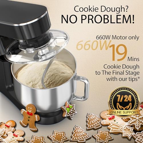 COOKLEE Stand Mixer, 9.5 Qt. 660W Electric Kitchen Mixer with Dishwasher-Safe Dough Hooks, Flat Beaters, Wire Whip & Pouring Shield Attachments for Most Home Cooks, Silver