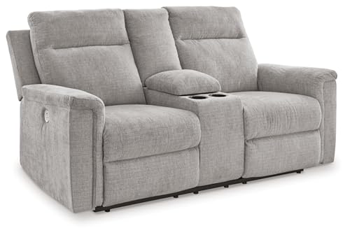 Signature Design by Ashley Barnsana Power Reclining Loveseat with Console, 75" W x 41" D x 40" H, Gray