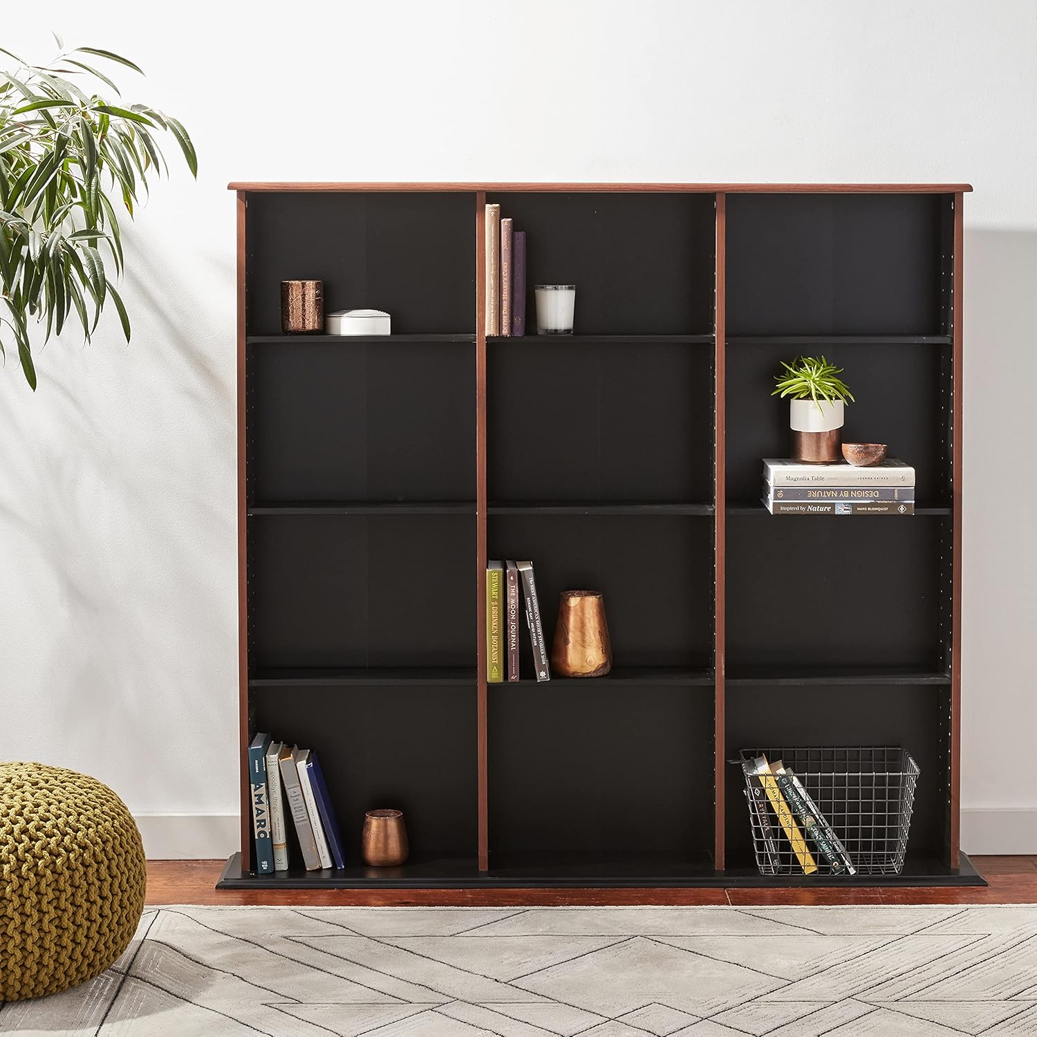 Prepac Triple Width Wall Storage Cabinet, Cherry and Black