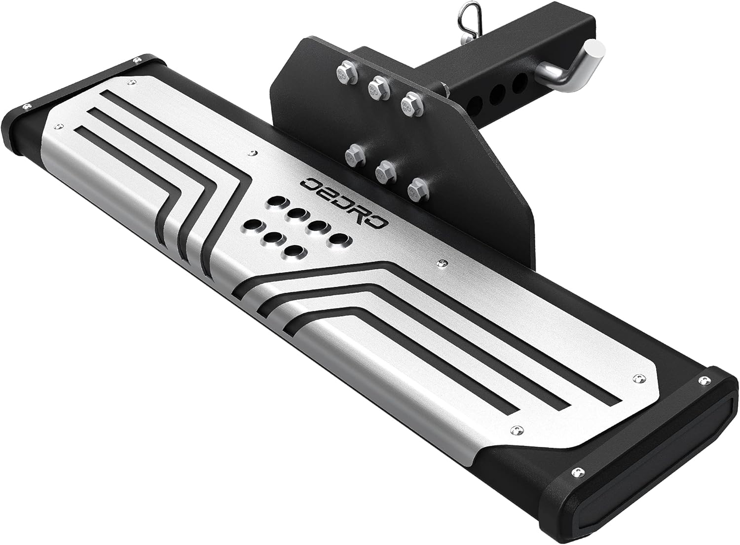 oEdRo Aluminum Towing Hitch Steps for Truck/Car/SUV Vehicles with 2 Hitch Receiver, Rear Bumper Guard Protector, Black