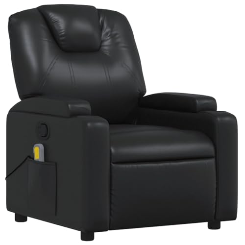 Massage Recliner Chair Black Faux Leather,6Point Vibration Massage Recliner Chair with Faux Leather Upholstery for Ultimate Comfort Living Room Armchairs, Recliners & Sleeper Chairs