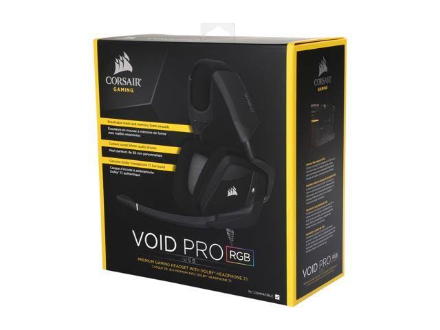 Corsair Void Pro RGB USB Headset - Stereo - Carbon - USB - Wired - 32 Kilo Ohm - 20 Hz - 20 kHz - Over-the-head - Binaural - Cir