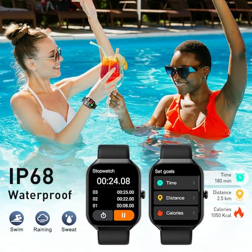 Smart Watch(Answer/Make Call), 1.96 HD Smartwatch for Men Women, 2025 New Fitness Watch with 112+ Sport Modes, Heart Rate, Sleep Monitor, Pedometer, IP68 Waterproof Activity Tracker for Android iOS