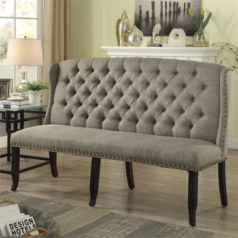 Furniture of America Langly 66x22 Settee in Light Gray