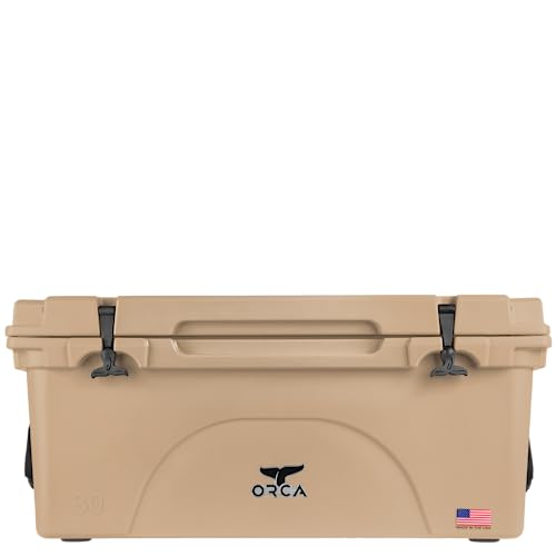 ORCA 80-Quart Insulated Hard Cooler with Flexible Grip Handles, Padlock Ready, Keeps Ice Cold for Days, Rugged, Sturdy for Beach, Camping, Travel, Road Trip, Hunting, Fishing
