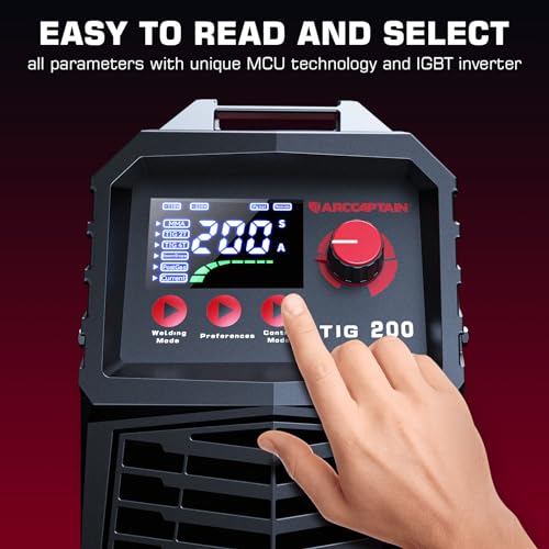 ARCCAPTAIN TIG Welder 200A, High Frequency 110v/220v Dual Voltage TIG/Stick/Arc 2 in 1 Welder LED Digital Display Welding Machine with 2T/4T Function and Tungsten Electrode