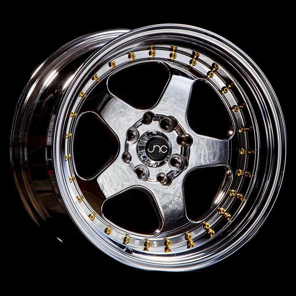 For 15x8 inch (1 Single Wheel Only) JNC Wheels - 15" JNC010 Platinum Gold Rivet Rim - 4x100/4x114.3 JNC Wheels-18515195654
