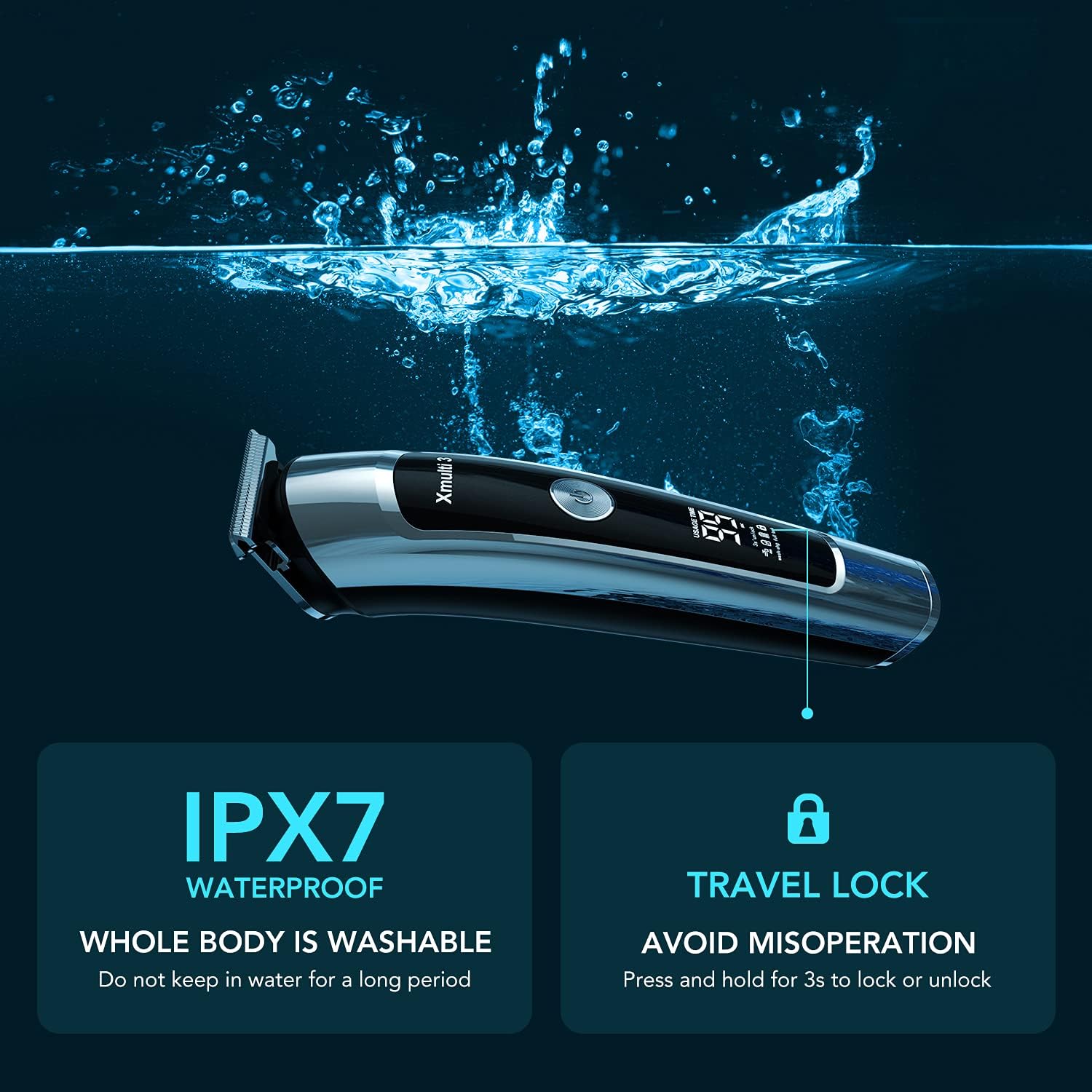 OPOVE Electric Beard Trimmer for Men, All-in-1 Multi-Grooming Hair Trimmer Kit, Manscape, Body, Nose Trimmer, Cordless Clippers with Waterproof and 115min Run Time, Xmulti 3