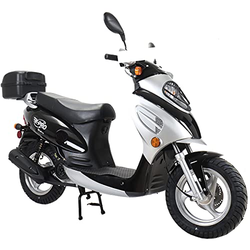 X-PRO Oahu 50cc Moped with 10" Aluminum Wheels, Rear Trunk! Electric/Kick Start! Large Headlight! (Red)