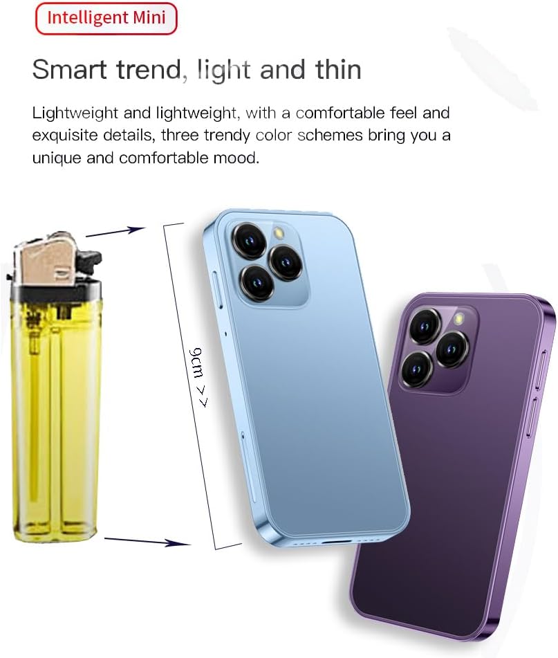 iLight Mini Smartphone 15 Pro - World's Smallest 15Pro Android 4G Mobile Pocket Phone Super Small 3" Touch Screen Global Unlocked Great for Kids 3GB RAM / 64GB ROM - Tiny iPhone 15 Pro Max Look Alike