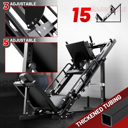 RitFit Leg Press Hack Squat Machine, Professional Adjustable Leg Press Machine for Home Gym with Linear Bearing, Specialty Hack Squat Machine for Full Lower Body Workout with Weight Storage Posts