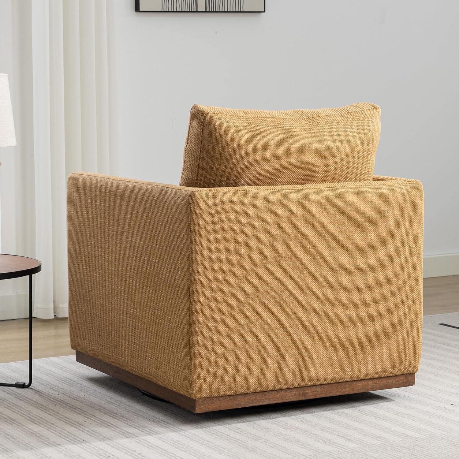 Mid Century Modern Swivel Accent Chair, Mustard Yellow Armchair for Living, Bedroom, Guest Room, Office