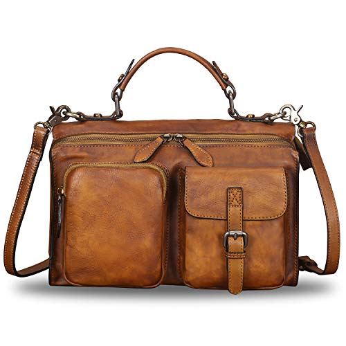 Genuine Leather Purses and Handbags for Women Vintage Leather Messenger Bag Shoulder Bag Satchel Purses with Strap
