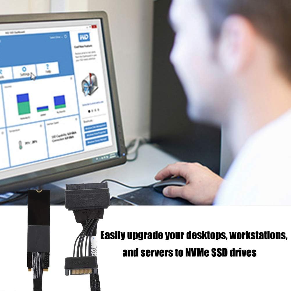 Connecting Cable to NVMe SSD Drives U.2 to M.2 Cable SF-8639 Connecting Cable for 750 P4610 983, 2.5 Inch NVMe U.2 Solid State Drive SF8639 Interface to M.2 line