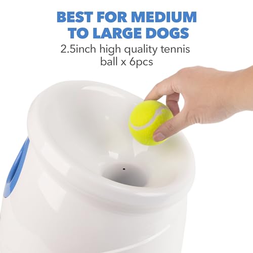 Automatic Ball Launcher for Large Dogs, with 6pcs Tennis Balls(2.5'') Dog Ball Thrower Machine for Pet Indoor/Outdoor Interactive Throwing Game for Large Breed Dog
