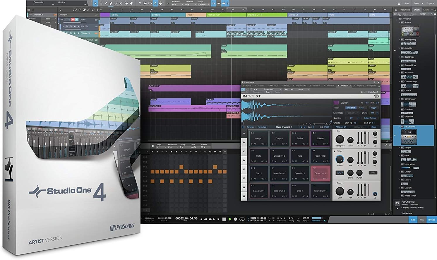PreSonus Studio 24c 2x2 USB Type-C Audio/MIDI Interface and Studio One Artist Software kit with Condenser Microphone Shockmount, and XLR Cable