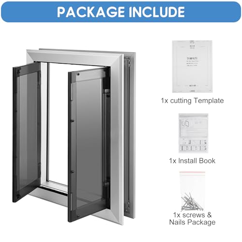 Large Dog Door, Weatherproof Aluminum Dog Door with Automatic Closing Double Panels Easy to Install Pet Door for Large Dogs and Cats, Closing Panel Included