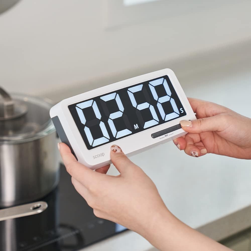 i-Scream LED Big Timer - 7.3" Extra Large Display Digital Timer with 3 Brightness and Volume Levels, Battery Powered Magnetic Countdown Timer for Kitchen, Cooking, Classroom, Kids and Teachers Pack of 2