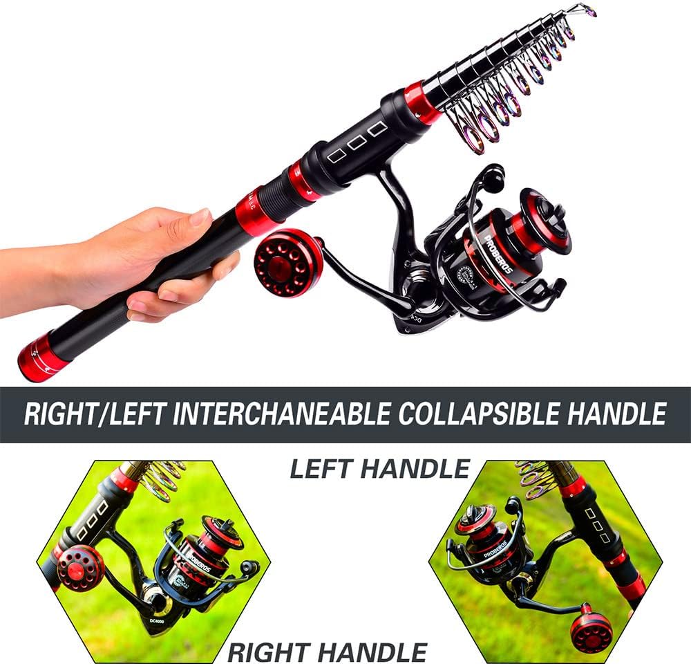 Telescopic Fishing Rod Reel Combo Set, Contains Fishing Lures & Line for Travel Saltwater Freshwater Fishing Pack of 2