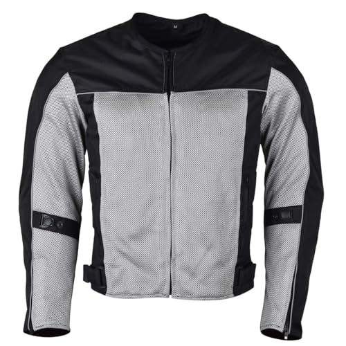 Vance Leather Mens Reflective Mesh & Textile Motorcycle Jacket w/CE Armor & Removable Liner