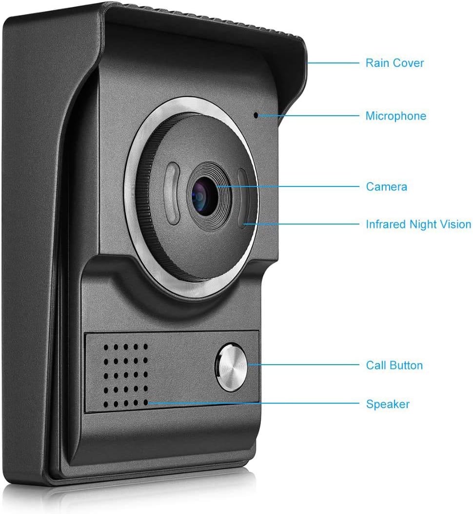 AMOCAM Video Intercom System, Wired 7 Inches Monitor Video doorphone Doorbell System,Video Door Phone HD Camera Kits Support Unlock, Monitoring, Dual-Way Intercom for Villa House Office Apartment