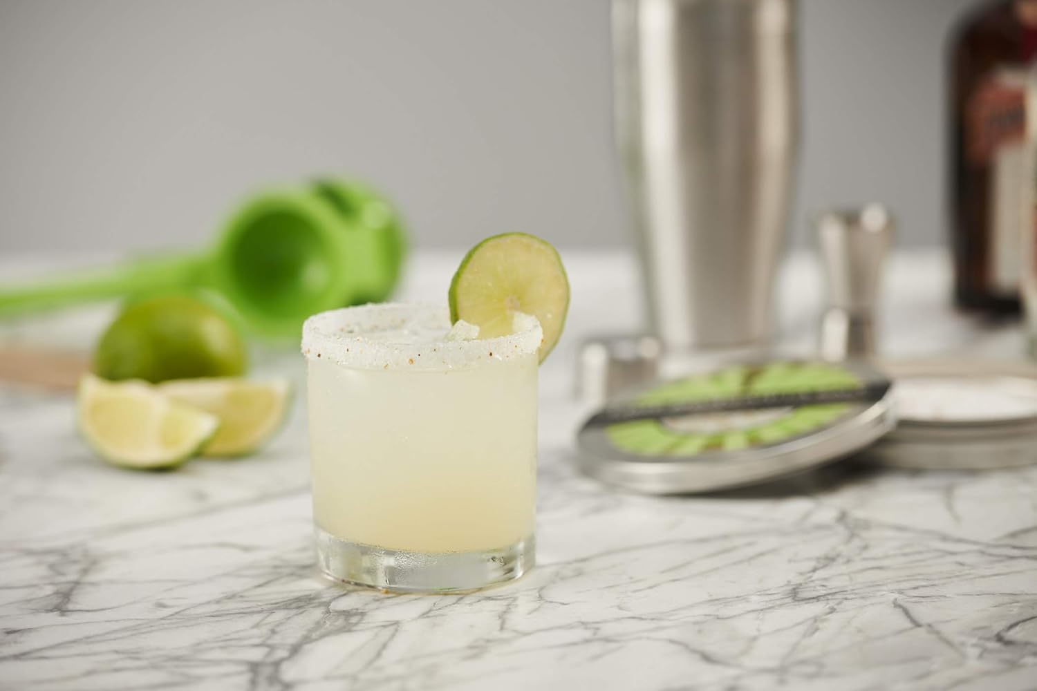 Margarita Cocktail Kit - Set of Rocks Glasses | Stainless Cocktail Shaker & Jigger | Citrus Squeezer | Rokz Lime Infused Margarita Salt | Recipe Cards. Accessories to Craft Perfect Margaritas at Home!