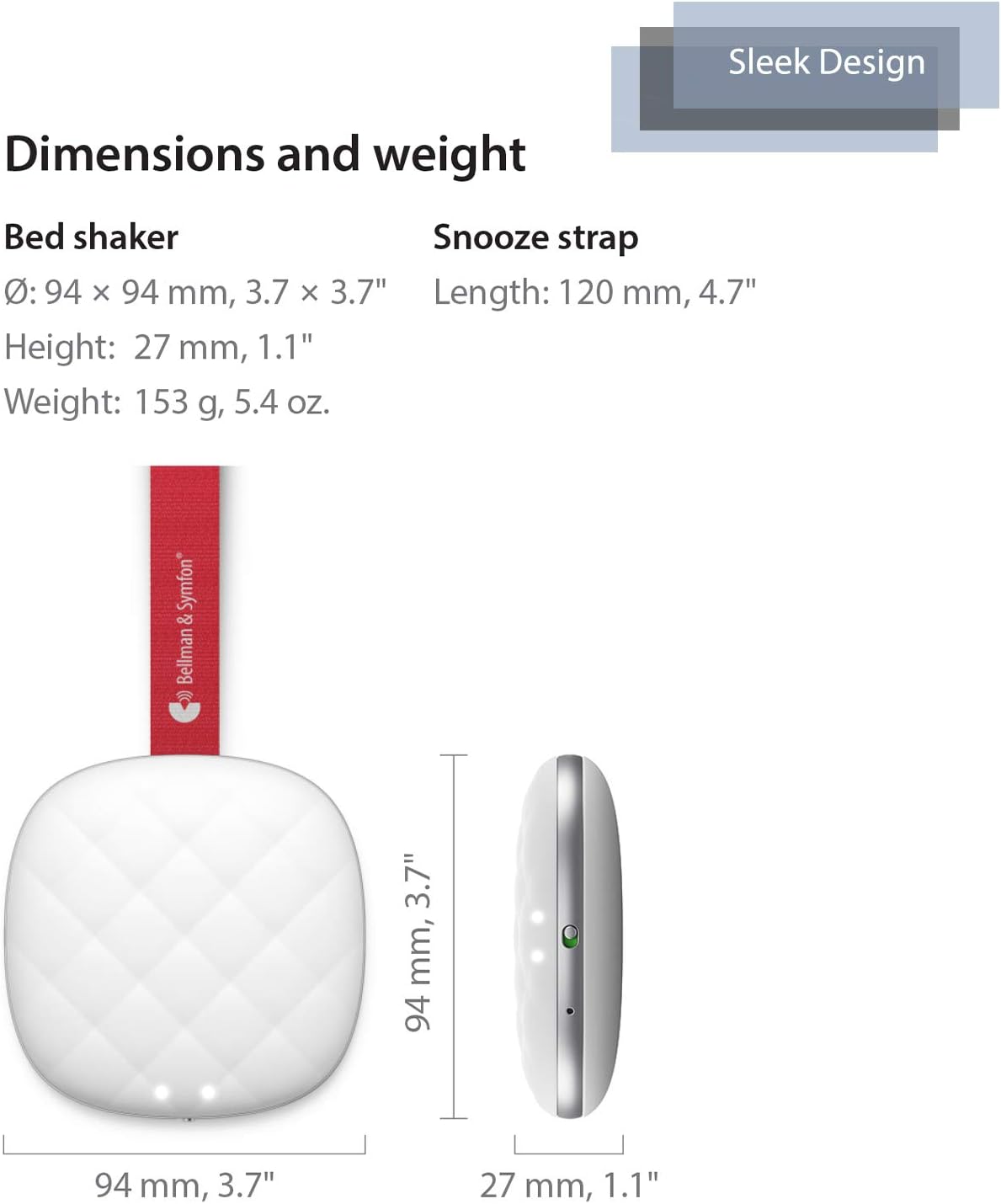 Bellman & Symfon Vibio - Wireless Bedshaker Alarm Connects to Mobile Device via Bluetooth - Create Custom Alarms on App : for Heavy Sleepers & People Who Can Not Hear Their Alarm, Deaf & Seniors