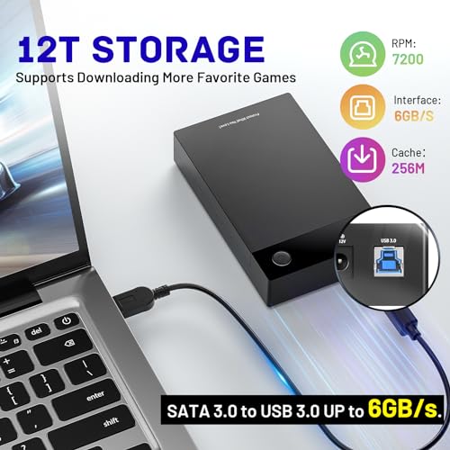 Kinhank 12TB Retro Gaming Hard Drive, Retro Game Hard Drive with 96000+ Classic Games,Retro Game Consoles Portable Game Hard Drive Disk Compatible with Win-7/8/10/11