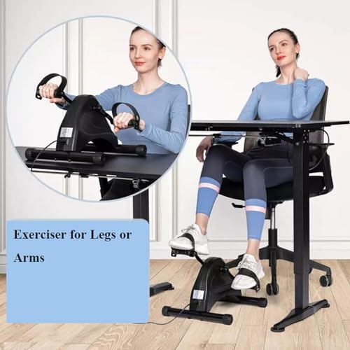 Pedal Exerciser for Seniors, Under Desk Elliptical Machine for Home Office, Household elderly fitness rehabilitation bicycle, Pedal Exerciser for Legs and Arms, Portable Eliptical with Big Display ，fo