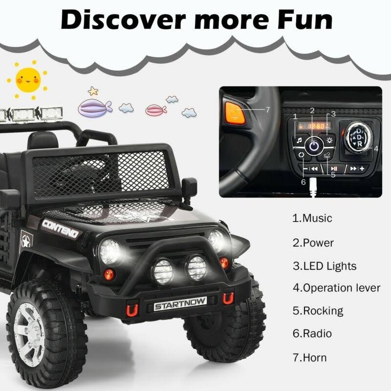 Costway 12V Kids Remote Control Electric Ride on Truck Car with Lights and Music -Pink