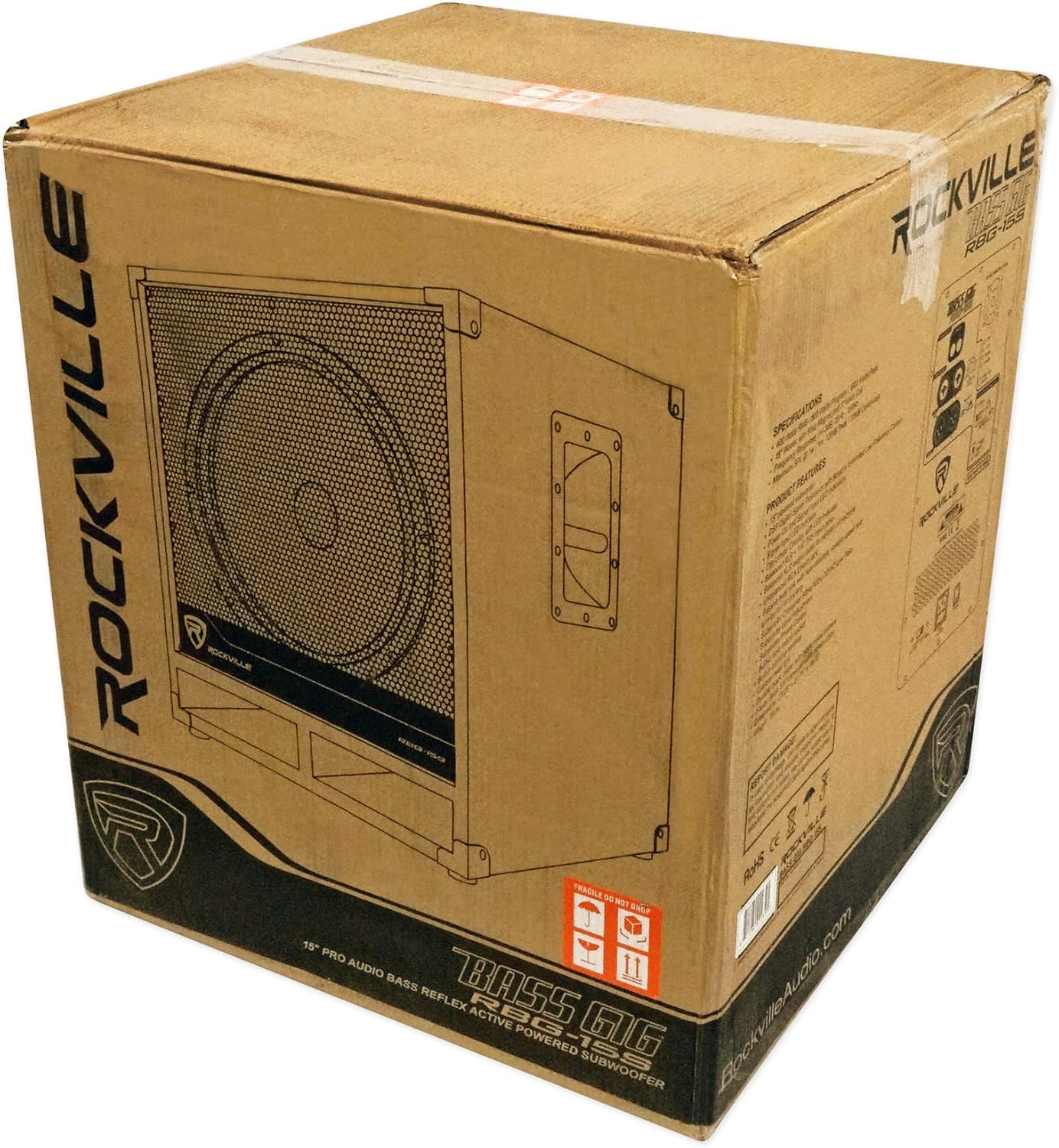 Rockville RBG15S 15" 1600w Active Powered PA Pro/DJ DSP Subwoofer+Steel Casters