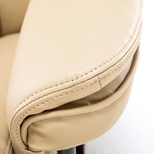 JC Home Argus Swivel Recliner with Ottoman, PU Leather & Wood Base Reclining Chair with Footrest, Ultra-Plush Double Foam for Living Room, Bedroom and Office