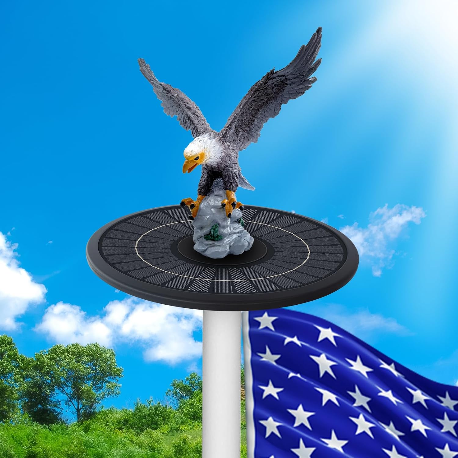 Eagle Flag Pole Topper Outdoor Waterproof Flagpole Finial 10.62 Inch Eagle Topper Ornament