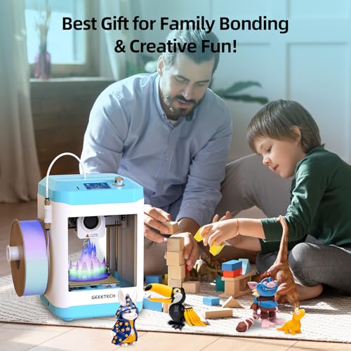 Geeetech 3D Printer for Kids & Beginners, High-Speed Mini 3D Printer, Auto-Leveling, Child-Safe Design, Fully Open Source Pre-Assembled STEM Learning Tool, 3.94x4.33x3.94in Print Size for Home/School