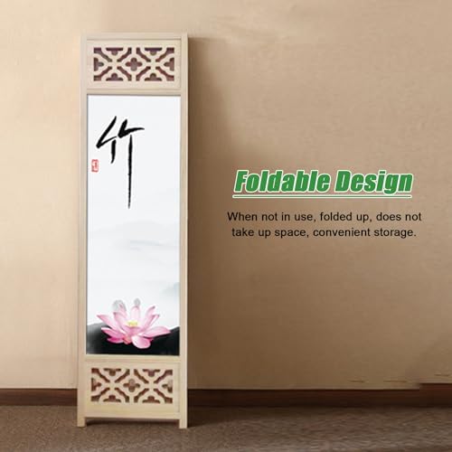Room Dividers and Folding Privacy Screens 180 200cm Tall, Hotel Office Porch Teahouse Temporary Wall Fencing, 4-Panel Wooden Dressing Screen Separating, Standing Door Partition (Color : STYL