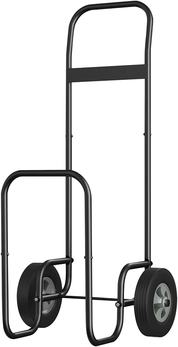 Fire Beauty Firewood Log Cart Carrier, Outdoor and Indoor Wood Rack Storage Mover, Rolling Dolly Hauler
