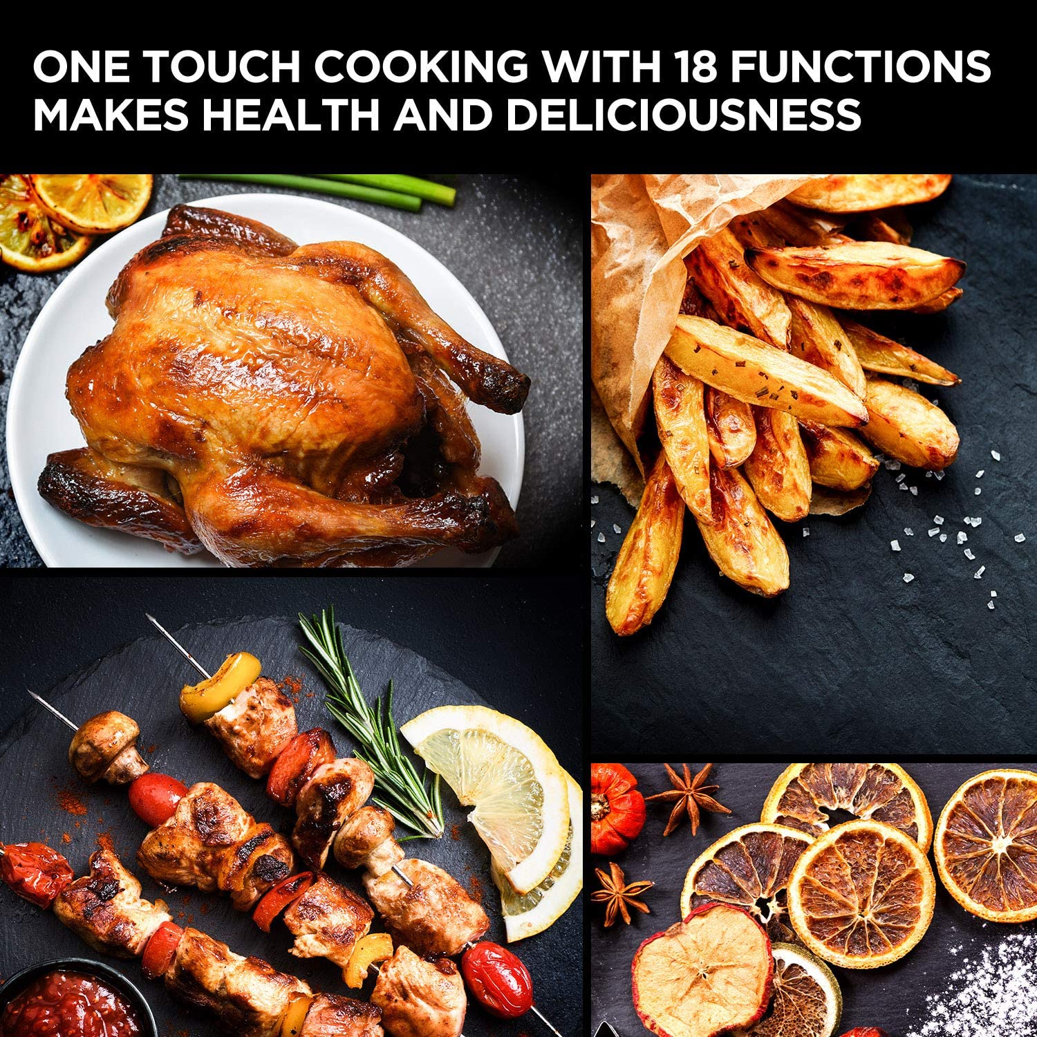 CalmDo Air Fryer Oven Combo, 18 in 1 Toaster Ovens Countertop Convection Ovens, Air Fryer Countertop for Rotisserie, Roast, Bake, Dehydrate,12.7QT/12L Air Fryer Toaster Oven with 10 Accessories, 1500w
