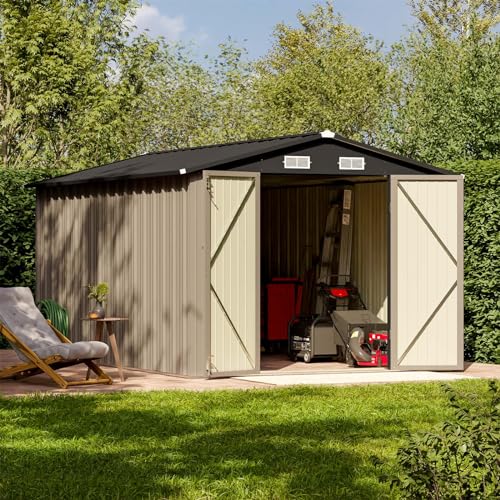 Patiowell 3 x 3 FT Outdoor Storage Shed,Small Garden Tool Storage Shed with Sloping Roof and Single Lockable Door, Outdoor Shed for Backyard Garden Patio Lawn, Grey