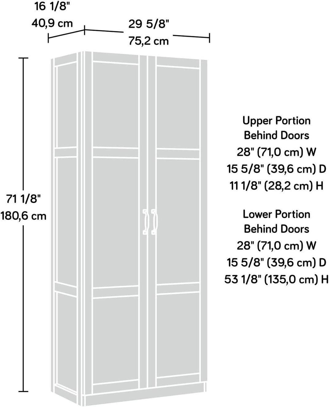 Dark Brown Tall 2 Door Pantry Cabinet Organizer Storage Cupboard Ample Shelves Utility Drawer Towel Shelf Shelving Bedroom Kitchen Home Office Furniture Wood 29.6" L x 16" W 71.5" H