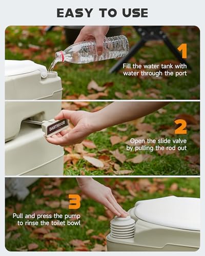 DARTMOOR Portable Toilet, 5.3 gal. RV Toilet for Camping, Outdoor Toilet with Diagonal Seating Storage Box & Built-in Handle, Lightweight HDPE Camping Toilet for Construction Site Road Trip Boating