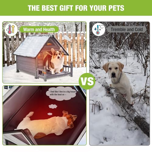 Dog House Outdoor with Liner for Winter 100% Insulated Dog Kennel for Small Medium Large Dogs, Metal Frame