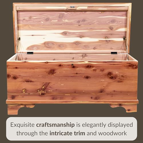 35" Amish Heirloom Aromatic Red Cedar Hope Chest with Waterfall Edge, Small Storage Trunk with Lock for Blankets and Keepsakes - Made in America
