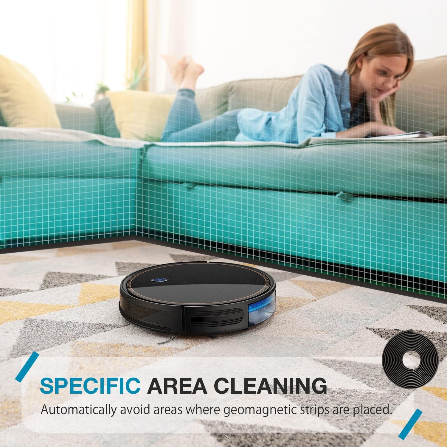 Robot Vacuum Cleaner, 2000pa Super-Strong Suction, Up to 110 min Runtime, Ultra Slim, Self-Charging Smart Robotic Vacuum with Boundary Strips, Deep Cleaning for Pet Hair, Hard Floors and Carpet
