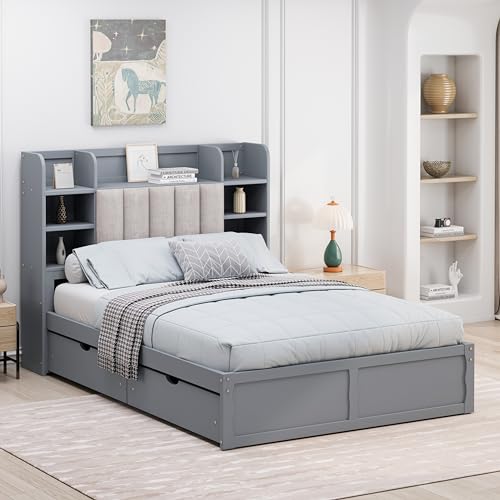NicBex Murphy Bed Cabinet Wall Bed Queen Size Murphy Bed with Shelves, Drawers and USB Ports can be Folded into a Cabinet, Space-Saving Versatility for Guest Room, Study, Office, White