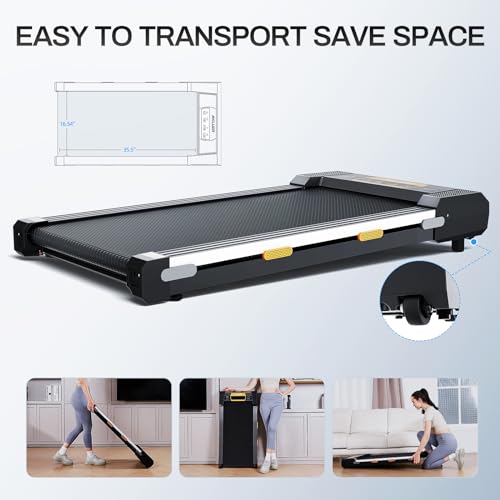 Walking Pad Treadmill with Incline Under Desk Treadmill, 2 in 1 Portable Compact Treadmill for Home with Remote Control, LCD Display, Small Walking Jogging Machine